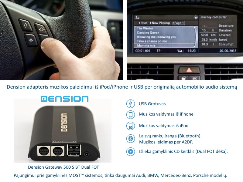 Dension muzikos adapteriai automobiliams su MOST sistema